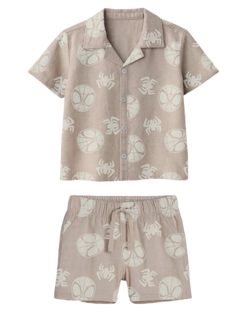Kids Short Sleeve in Light Taupe with Spider Print